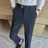 Calças Listradas Finas Masculinas Atacado, Calças Sociais Slim Fit Estilo Coreano, Sem Amassar, Com Caimento, Calças Casuais de Negócios Masculinas para Todas as Estações em Estoque