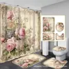 Suministro Directo de Fábrica de Cortinas Opacas para Baño Domésticas, Cortina de Ducha Impermeable Antideslizante con Impresión Digital Juego de Cuatro Piezas Personalizable