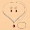Brincos de diamantes transfronteiriços, pulseira, colar, terno, moda, noiva, casamento, joias, combinação de três peças