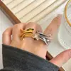 Anillo Abierto de Metal con Textura de Alas de Mariposa de Tres Capas, Versión Ancha Ajustable, Elegante, Versátil, Anillo para Apilar