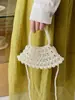 Bolso de Mano Tejido con Perlas Francesas Bolso de Concha Celebridad de Internet para Mujer Cadena de Hombro Único Cruzado Perla Sintética Bolso de Noche de Nicho para Banquetes