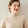 Suéter Pulôver de Cashmere Feminino 2026 Gola Alta Meia-Calça Cor Sólida Ombro Raglã Malha Grossa Casual Solto Outono Inverno