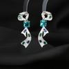 Pendientes geométricos ligeros de lujo para mujer con microincrustaciones de circonitas, estilo largo, pendientes de plata s925 para mujer, venta al por mayor