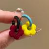 Nuevos Aretes de Flores de Color Dopamina Dulce de Primavera Moda Bloque de Color Pequeños Frescos Simples Versátiles Aretes de Aro Pequeños