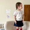 Roupas Infantis Zhe Li Camiseta de Menina Manga Curta Verão Estilo Fino 2026 Borda Franzida Roupas Infantis Classe a Top para Bebê Menina