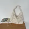 Bolso de Hombro Único con Cordón de Punto de Nueva Textura Bolso Cruzado Casual Versátil para el Trabajo Bolso Tote Floral de Gran Capacidad para Mujer