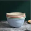 Tazón Redondo para Fideos Instantáneos de Paja de Trigo 17 cm Tazón de Arroz para el Hogar Japonés Dormitorio de Estudiantes Tazón a Prueba de Caídas para Sopa Tazón para Fideos Ramen