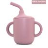 Vaso de agua de silicona para niños, vaso de aprendizaje para beber, vaso de agua con doble asa, vaso de agua para bebés a prueba de caídas y fugas, vaso de agua recto con doble asa.