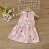 Comercio exterior nuevo vestido para niñas niños sin mangas estampado cuello de muñeca Vestido de Princesa bebé algodón lino vestido