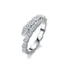 Anillo de Serpiente Entrelazada de Plata de Ley S925 con Moissanita, Finamente Elaborado con Piedras Brillantes, Diseño de Hueso de Serpiente, Anillo de Lujo Ligero, Joyería de Plata al por Mayor