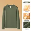 Camiseta Térmica de Manga Longa para Homem com Algodão de Fibra Longa Pesado de 310g + Núcleo Térmico, Nova Camiseta Base de Algodão Puro Escovado em Ambos os Lados para Outono e Inverno