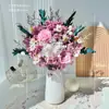 Ramo de Flores Secas de Eucalipto Rosa Eterna Decoración del Hogar Flor Real Hortensia Gypsophila Hierba de Cristal Decoración de la Sala de Estar