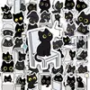 50 Lindas Pegatinas de Dibujos Animados de Gatitos Negros, Divertidas Pegatinas de Graffiti de Escenas Diarias, Pegatinas Decorativas para Tazas de Agua, Cuadernos y Diarios