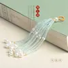 Pingentes de Borla DIY com Contas de Vidro Estilo Antigo para Acessórios Hanfu, Grampos de Cabelo de Rattan Artesanais, Enfeites