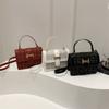 Bolso cuadrado pequeño con textura sencilla de estilo coreano para mujer, bolso cruzado de lana Prellis de invierno 2024