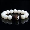 Pulseira de Raiz de Bodhi de Jade Branco Pulseira de Contas de Buda de Círculo Único Pulseira de Casal para Homens e Mulheres Rosário Feminino