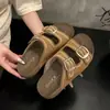 Chinelos Femininos de Verão para Exterior Estilo Birkenstock com Solado Grosso 2026 Novos Tendência Sandálias de Praia de Alta Qualidade Sandálias Slide que Aumentam a Altura