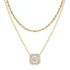 Collar Nuevo de Oro con Zirconia Ondas de Agua para Mujer, Cadena de Clavícula de Cobre de Moda en Capas Pequeñas, Diseño Geométrico