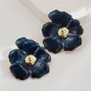 Aretes Florales Estilo Coreano, Aretes de Aleación con Goteo de Aceite, Pétalos Simulados de Alta Gama, Súper tipo Hada, Color Sólido Exagerado, Aretes Frescos y Simples