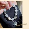 Pulsera valiente de piedra ojo de gato diseño retro de nicho para niñas cuentas de transferencia pulsera valiente de piedra lunar gris amigas