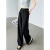 Calça Feminina Longa de Seda Gelada Barra Curva 2026 Nova Verão Fina Cintura Alta Fluida 175cm Extra Longa Skinny Wide Leg