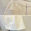 Pantalones de Pierna Ancha de Mezclilla Blanca para Mujer Verano 2025 Nuevos de Cintura Alta Holgados de Alto Grado Color Claro Pantalones Rectos Cortos