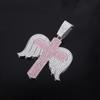 Colar de Liga Tendência Masculina Transfronteiriça Cruz Pingente Asas de Anjo Moda Diamante Completo Legal Joias Hip-Hop