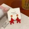 Brincos de Cavalo com Caractere Vermelho Fu Populares para Mulheres, Tarraxas de Prata, Brincos Festivos Estilo Chinês de Alto Padrão para Ano Novo Atacado