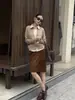 EVERTRUE Lana 2026 Otoño Old Money Color Sólido Chaqueta de Punto + Camisa de Lino Conjunto Falso de Dos Piezas 35412