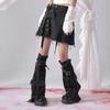 Cubrepiernas de Mezclilla Negra y2k Spice Girls Pantalones de Pierna Recta Adelgazantes con Cordón Cubrepies Cubierta para Bota de Verano Calcetines de Subcultura