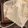 Calcinha de Renda Francesa com Diamantes Galácticos para Mulheres, Cintura Média com Laço de Cetim, Renda Sexy, Amiga da Pele, Respirável, Roupa Íntima Antibacteriana