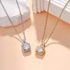 Colar Feminino Acessível de Luxo High-End Diamante Cintilante Diamante Quadrado Zircônia Pingente Geométrico Aço Titânio Colar Joias Acessórios