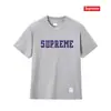 Camiseta de Algodón Pesado Moda Americana Transfronteriza Estampado de Letras Supreme Cuello Redondo Manga Corta Unisex Holgada Casual para Hombres y Mujeres