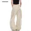 Calça Jeans Vinmuk Retro Bordada com Estrela e Letra, Cimitarra, para Homens e Mulheres, Primavera e Outono, Nicho, Perna Larga, Comprimento no Chão, Tendência