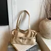 Bolso Tote de Cuero con Cera de Aceite Estilo Coreano, Bolso de Hombro Grande de Alta Gama para Viajes y Uso Diario, Bolso de Hombro Portátil Sencillo de Color Sólido para Mujer