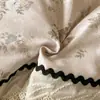 Estilo vintage francês de grau A, 100% algodão, acabamento escovado, conjunto de cama de quatro peças com renda vintage francesa de alta qualidade, roupa de cama de algodão puro