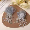 Hada Gentil Blanco Borla Cuentas de Arroz Tul Rosa DIY Estilo Festivo Pendientes Pendientes Corsage Femenino Accesorios para el Cabello
