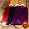 Camisa Base de Veludo com Gola Redonda para Outono e Inverno, Peça Estilosa para Usar por Dentro ou por Fora, Camiseta Soltinha Plus Size Emagrecedora para Mulheres