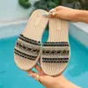 Zapatos de Suela Gruesa de Nuevo Estilo Transfronterizos de Talla Grande, Sandalias Planas Casuales de Estilo Étnico, Slip-Ons Abiertos con Suela de Cuerda de Cáñamo
