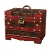 Caja de Joyería con Cerradura de Madera para Accesorios de Cabello de Boda Estilo Antiguo Caja de Almacenamiento de Joyería Tipo Cajón Multicapa Caja de Maquillaje Caja de Tocador