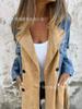 Amazon 2024 otoño e invierno nuevo moda transfronteriza europea y americana comercio exterior traje de mujer con cuello de solapa costura de mezclilla largo exterior