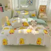 Juego de Ropa de Cama de Algodón con Dibujos de Sábila Fresco y Amigable con la Piel de Cuatro Piezas para Dormitorio de Estudiante Juego de Sábana Individual y Funda de Edredón de Tres Piezas