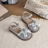Sandalias tejidas caladas para niña con lazo, Zapatos transpirables de princesa, Nuevo estilo de verano 2026, Zapatos casuales antideslizantes para niñas pequeñas