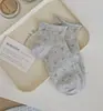 Meias Femininas Sem Costura, Meias Curtas, Algodão Fino, Estilo Japonês, Padrão Floral Pequeno, Baixo Corte, Respiráveis, Absorventes de Suor, Algodão, Meias Femininas Antiderrapantes