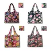 Sacola de Compras Dobrável, Bolsa Quadrada de Tecido Floral, Bolsa Tote Portátil e Resistente, Sacola Ecológica para Compras de Supermercado, Bolsa Impermeável para Armazenamento