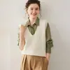 Nueva colección de otoño e invierno: Chaleco de cachemira para mujer, holgado, de cuello en V, grueso, sin mangas, perfecto para usar debajo de suéteres