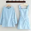 Delantal largo impermeable estilo coreano para cocinar en la cocina casera, overol anti-manchas, adecuado para comer y uso al aire libre, ropa de trabajo con texto impreso