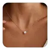 Nuevo collar de cadena fina para clavícula con perlas estrelladas chapadas en cobre de Amazon, estilo francés, suave y versátil, para mujer, para ir al trabajo
