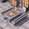 Juego Integrado de Mesa y Sillas para Exteriores para Plaza Comercial, Mesa y Sillas de Ocio para Patio, Parque al Aire Libre con Protección Solar, Mesa y Sillas de Comedor de Madera Plástica