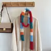 Bufanda Larga Nueva de Bloques de Color para Mujer, Estilo Dulce y Fresco, Bufanda Decorativa Estrecha Coreana Dongdaemun Ins para Mujer